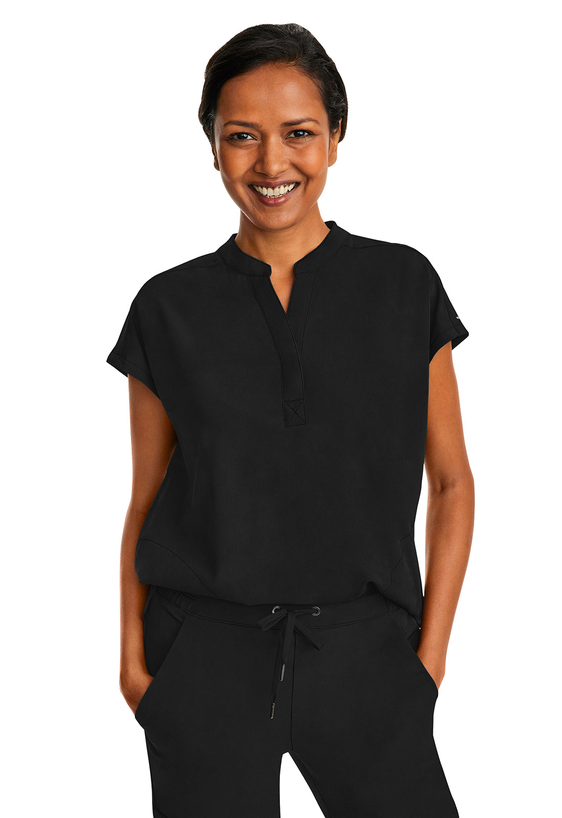 Healing Hands Purple Label 2152 Women's Journey Boxy Top Black