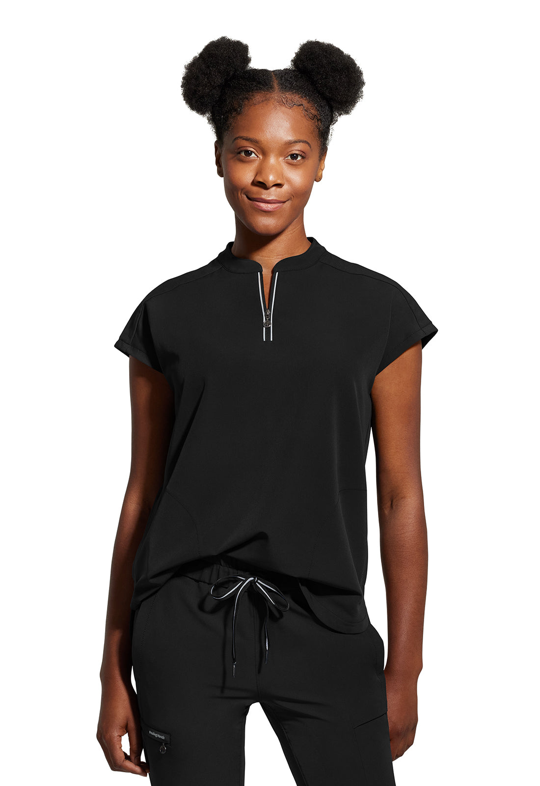 Healing Hands 360 Sandy Mandarin Collar 2286 Women's Top Black
