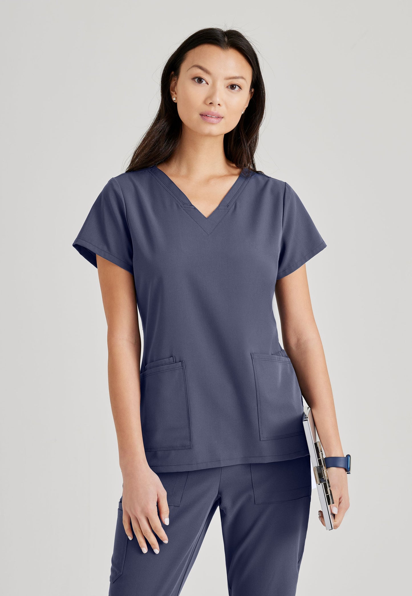 Barco Unify BUT167 Purpose Women's V-Neck Top Steel Grey