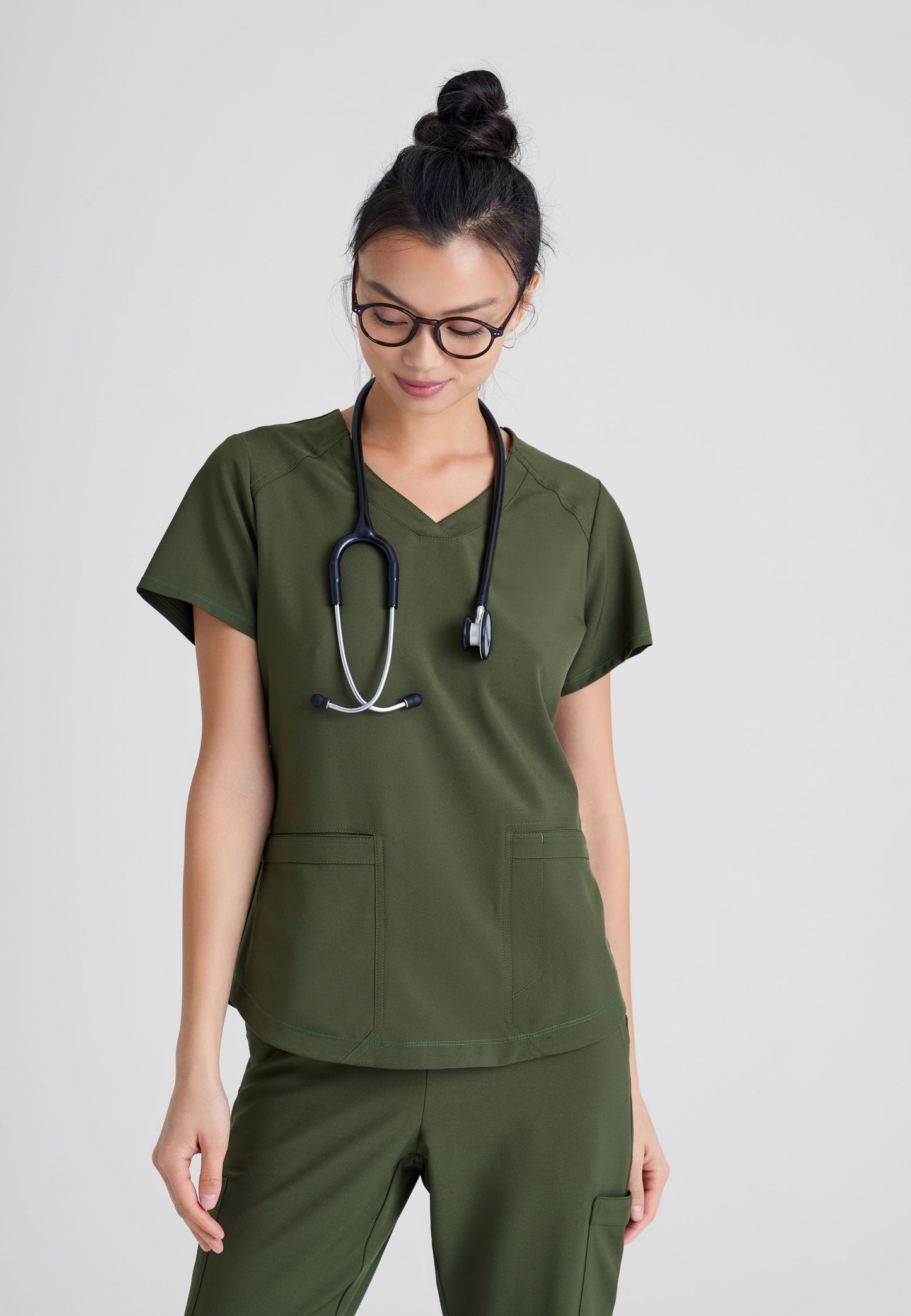 Barco Grey's Anatomy Evolve GSST180 Rhythm V-Neck Top Fern