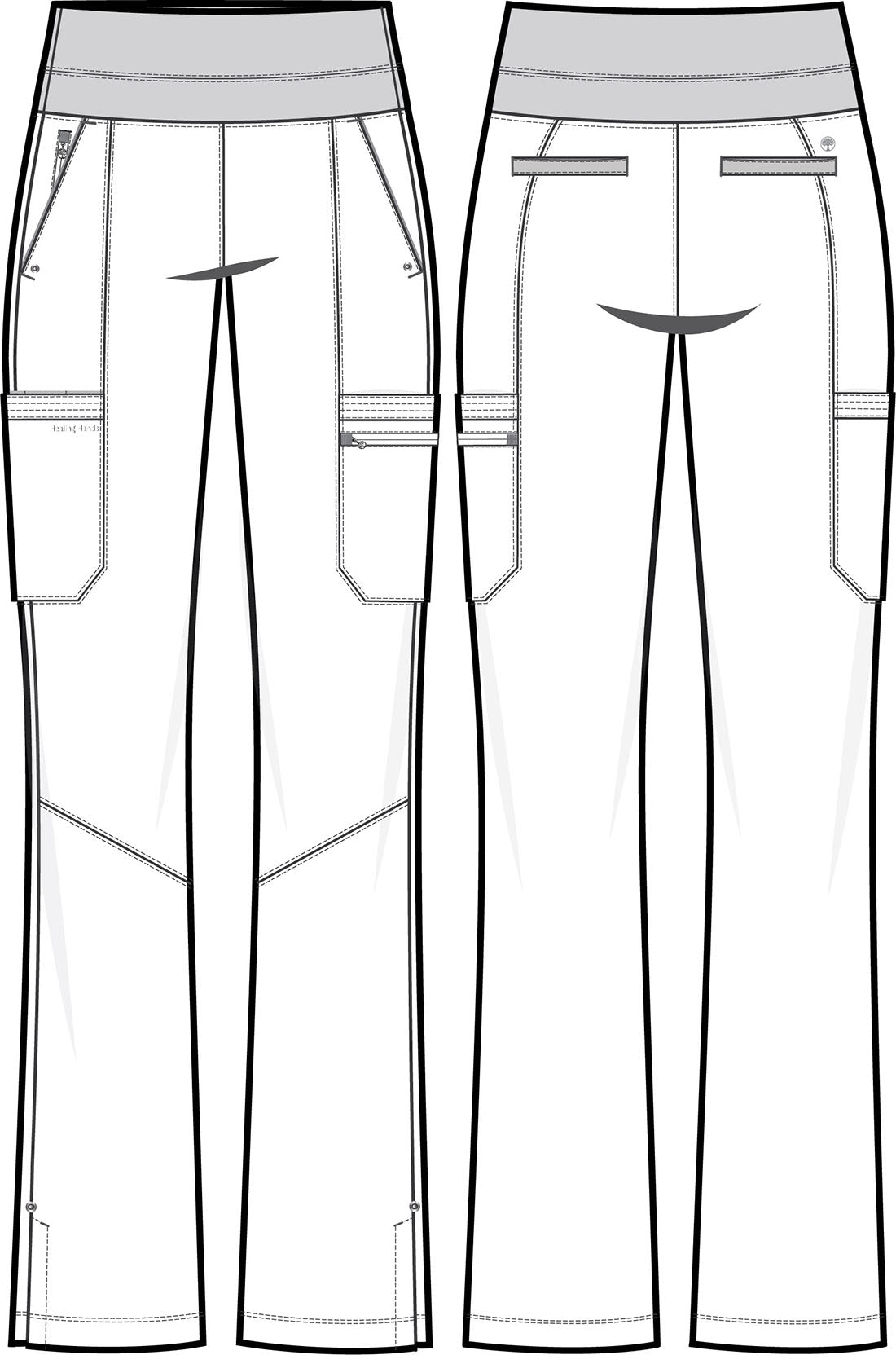 Healing Hands Purple Label HH002 Women's Yoga Waist Bootcut Pant Sketch