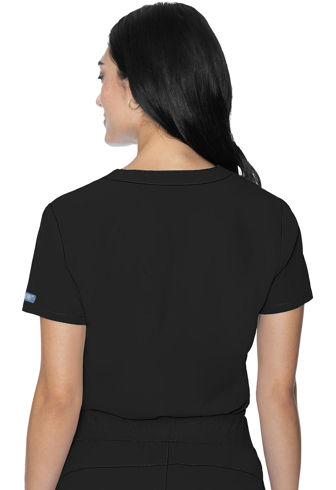 Med Couture Peaches 8482 Women's V-Neck Chest Pocket Top Black Back