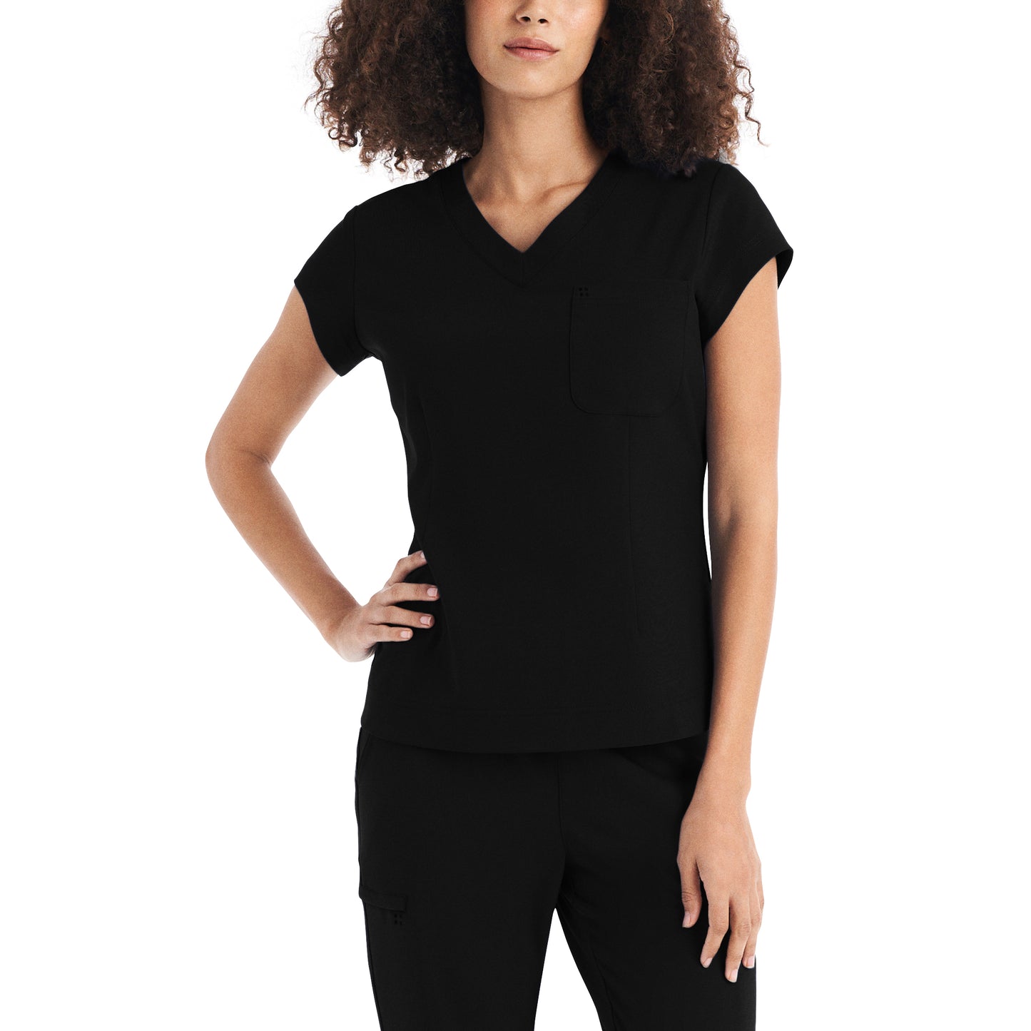 White Cross CRFT WT128 Women's 1 Pocket Tuckable Scrub Top Black