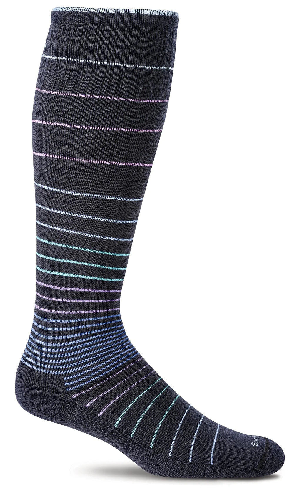 Sockwell Women's Moderate Compression Socks Circulator Black Stripe Navy