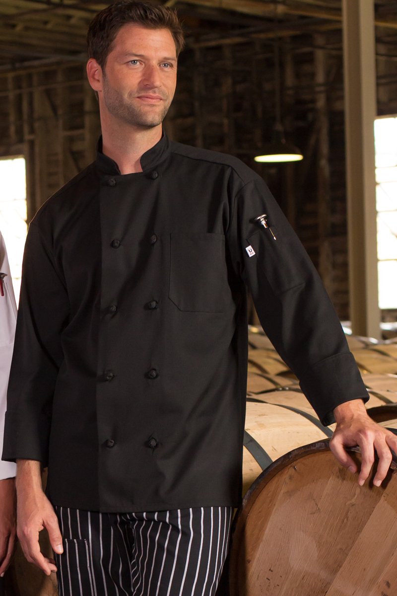 Uncommon Threads 0403 Classic Knot Chef Coat  Black 