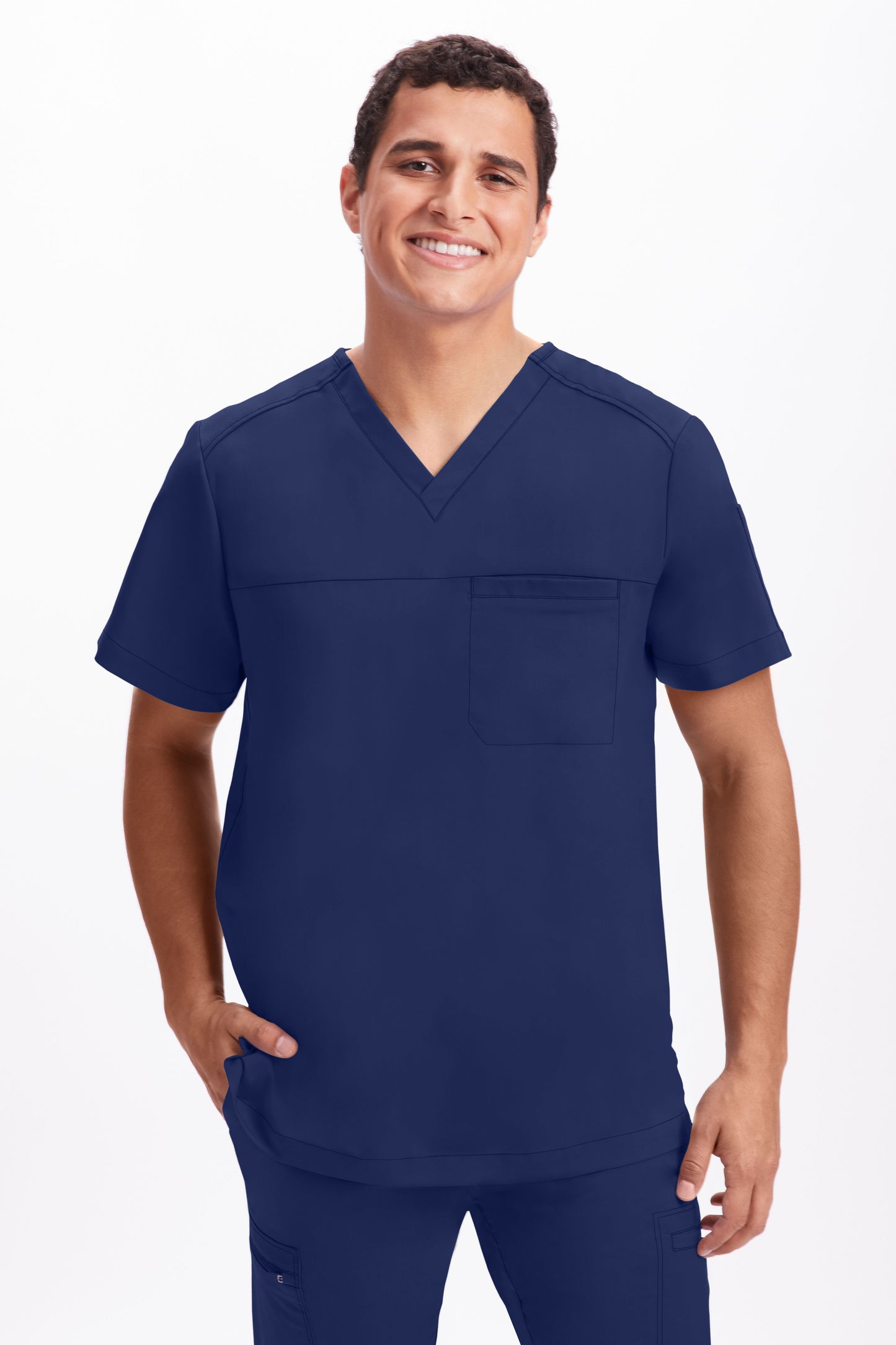 Healing Hands Purple Label 2330 Men's V-Neck Scrub Top Navy Front 