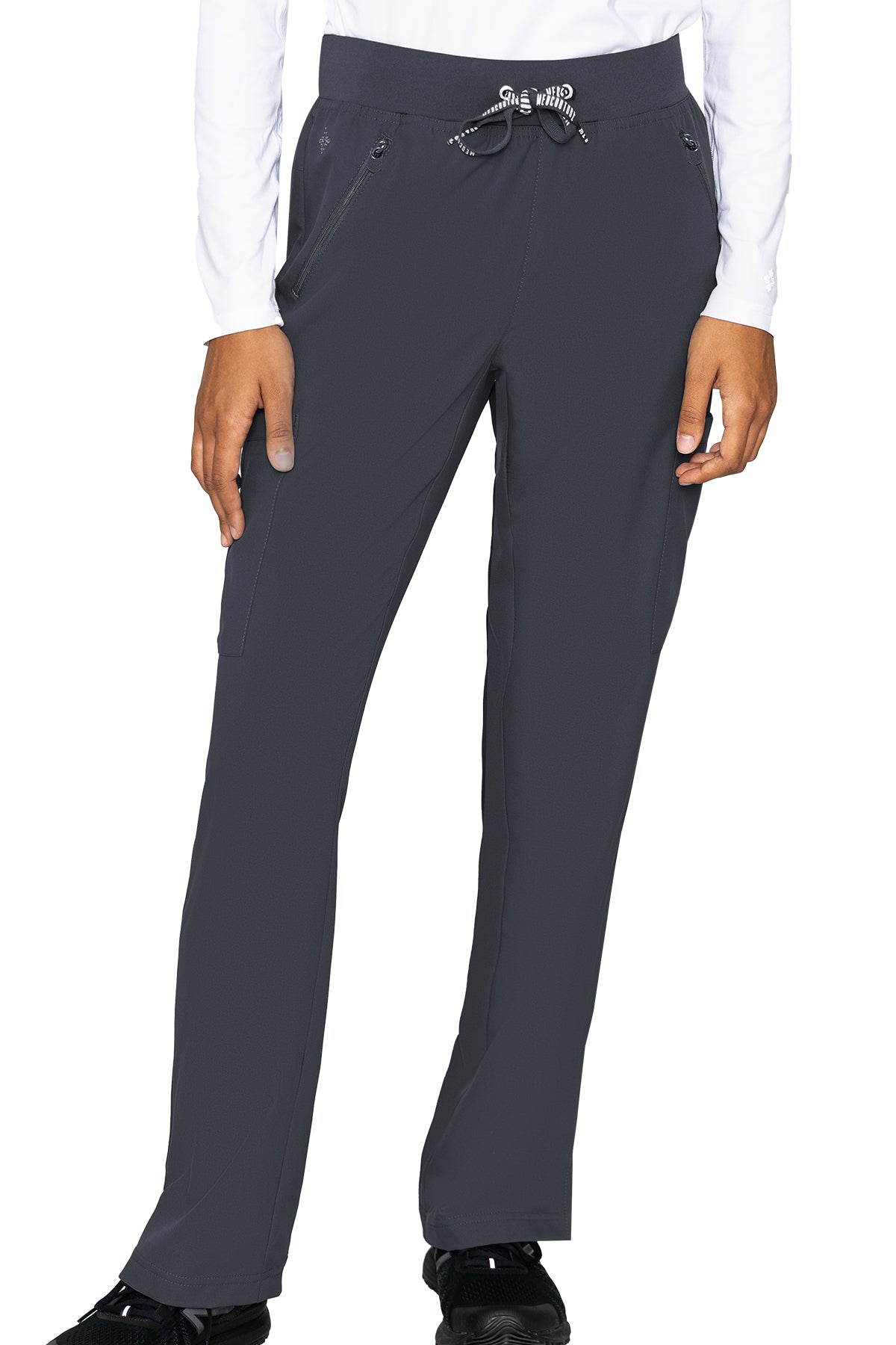Med Couture 2702 Insight Women's Zipper Pocket Pant - PETITE Pewter Front