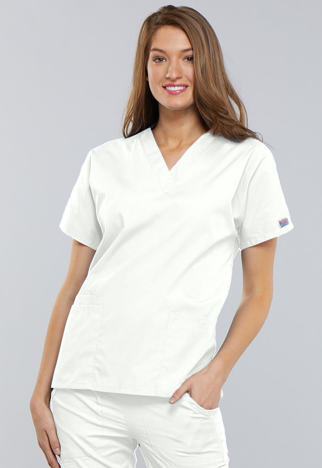 Cherokee Workwear Originals 4700 Unisex Scrub Top (XXS-XL) White Front 