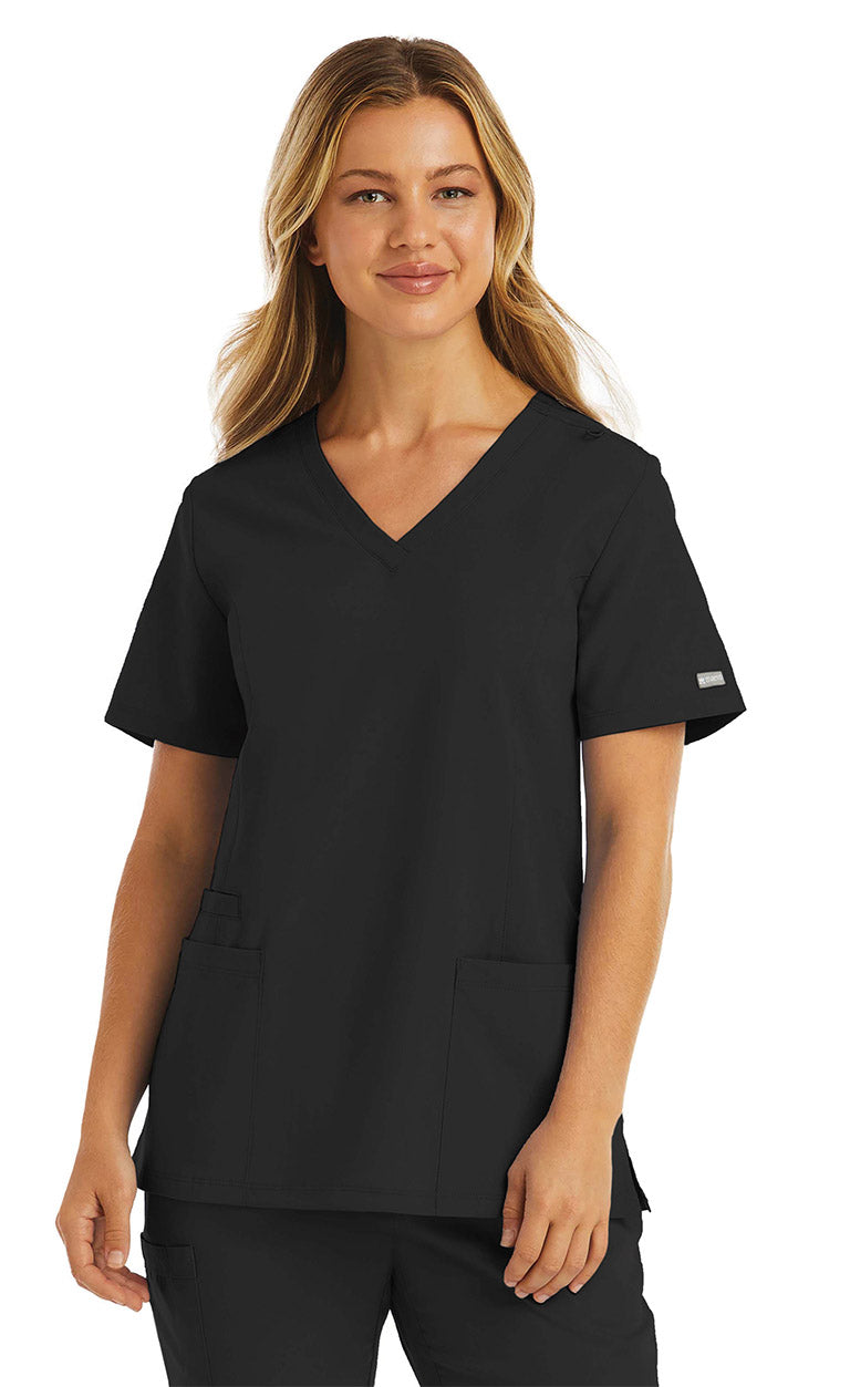 Maevn Momentum 5001 Double V-Neck Top Black