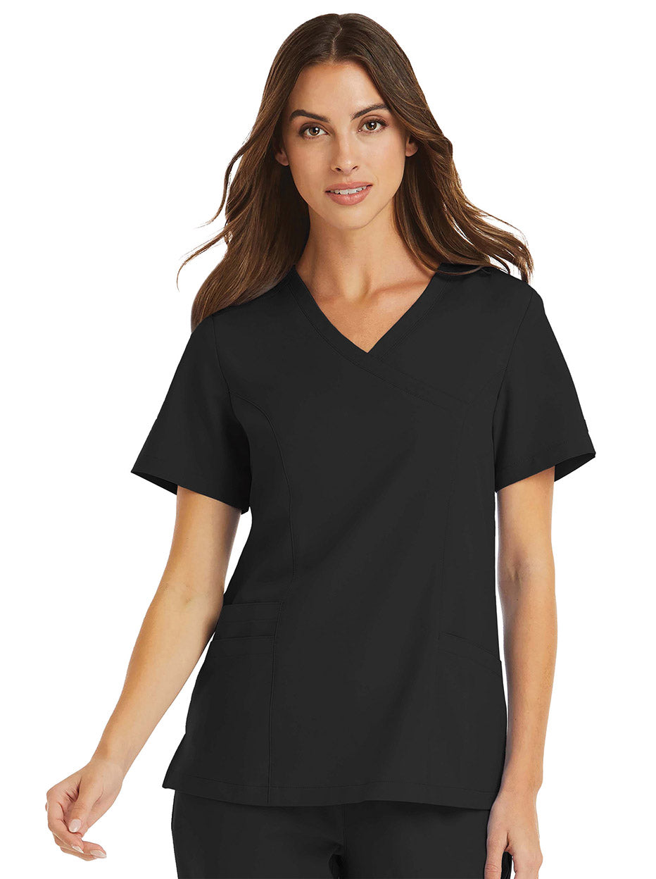 Maevn Momentum 5002 Mock-Wrap Top Black