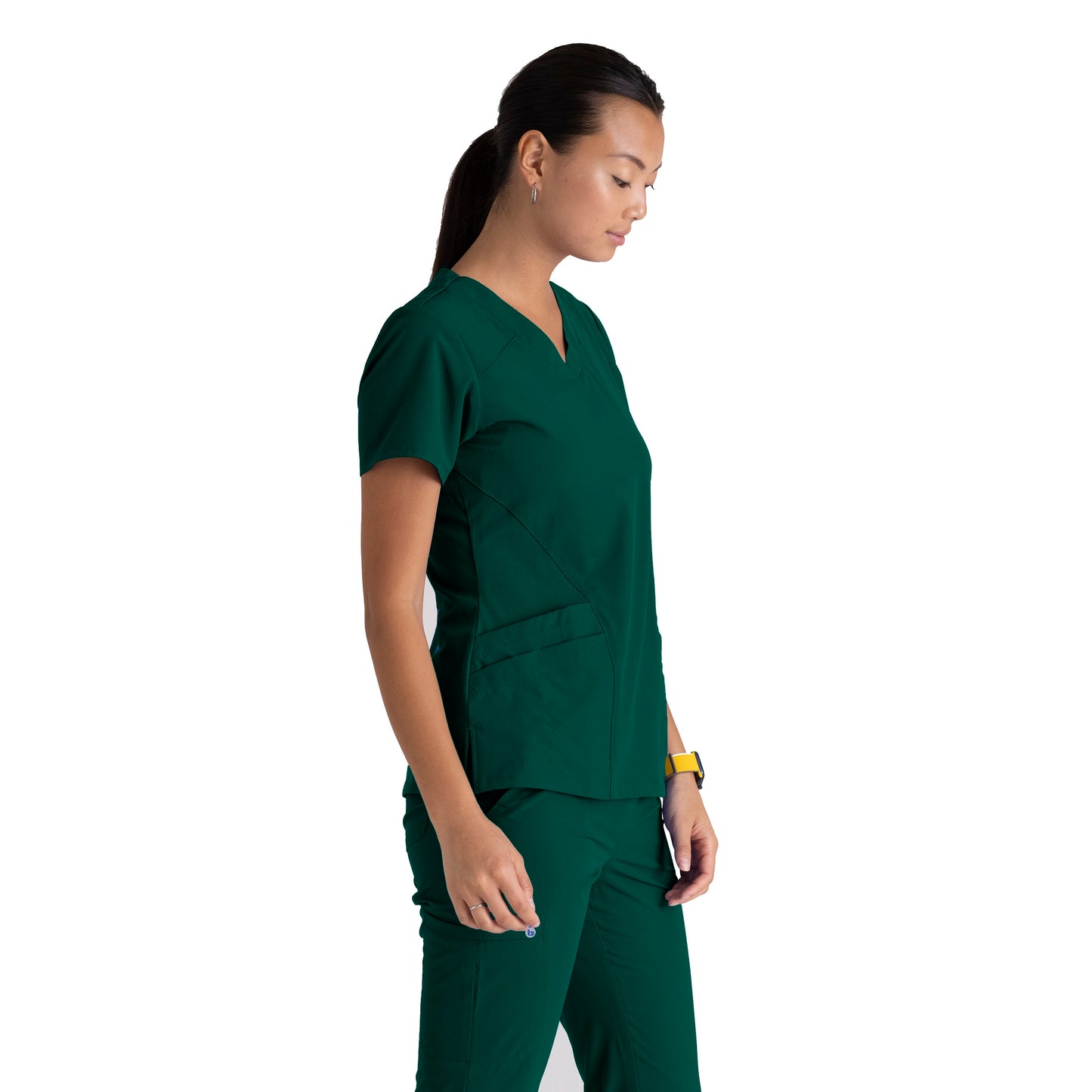 Barco One 5106 Women's Pulse Sporty V-Neck Scrub Top Hunter Green