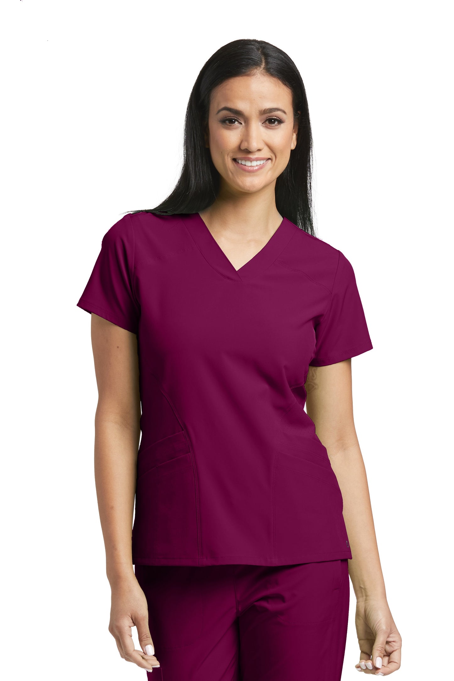Barco One 5106 Women's Pulse Sporty V-Neck Scrub Top Wine