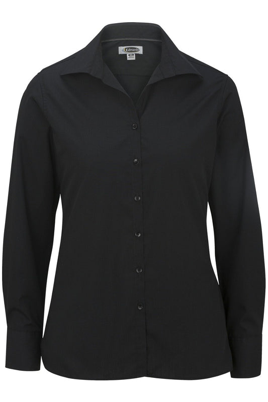 Edwards Ladies' Lightweight Long Sleeve Open Neck Poplin Shirt