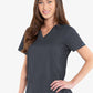 Med Couture Touch 7459 Women's V-Neck Shirttail Top Pewter