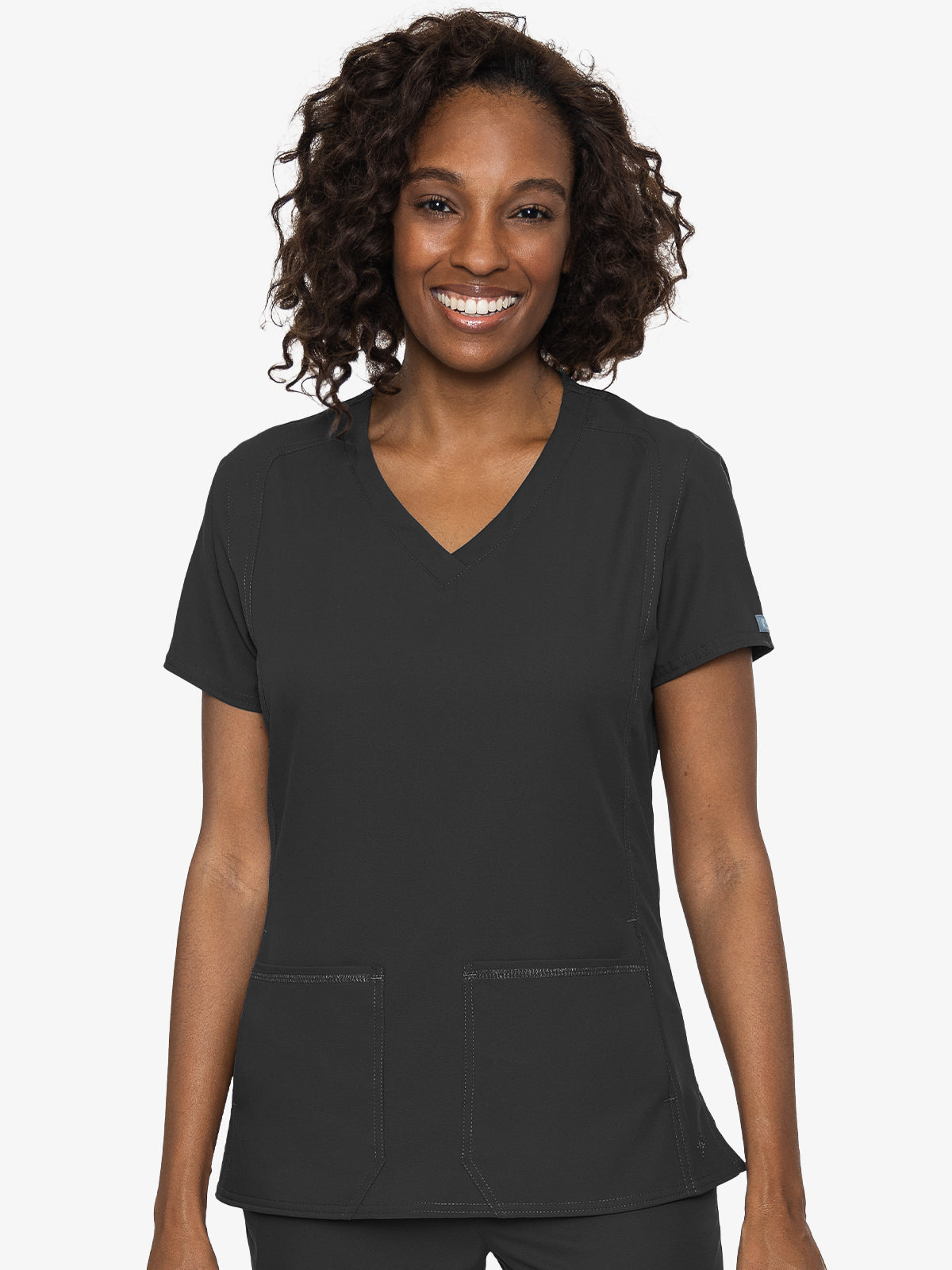 Med Couture 2468 Insight Side Pocket V-Neck Top black