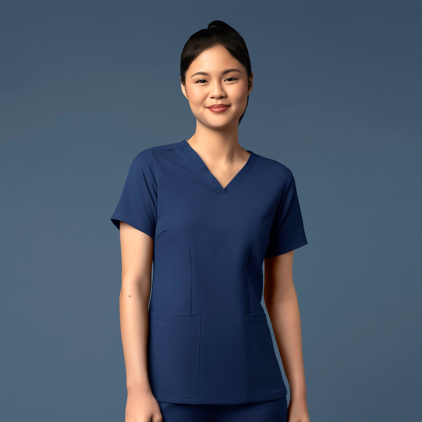 WonderWink Thrive 6122 Women's V-Neck 3 Pocket Top Navy