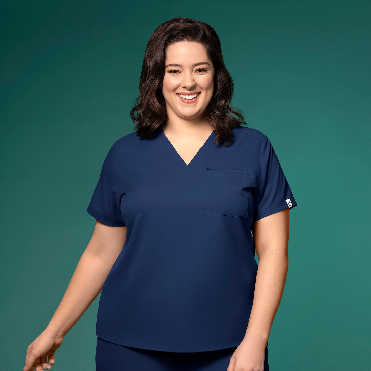 WonderWink Thrive 6222 Women's V-Neck Tuck-In Top Navy Blue