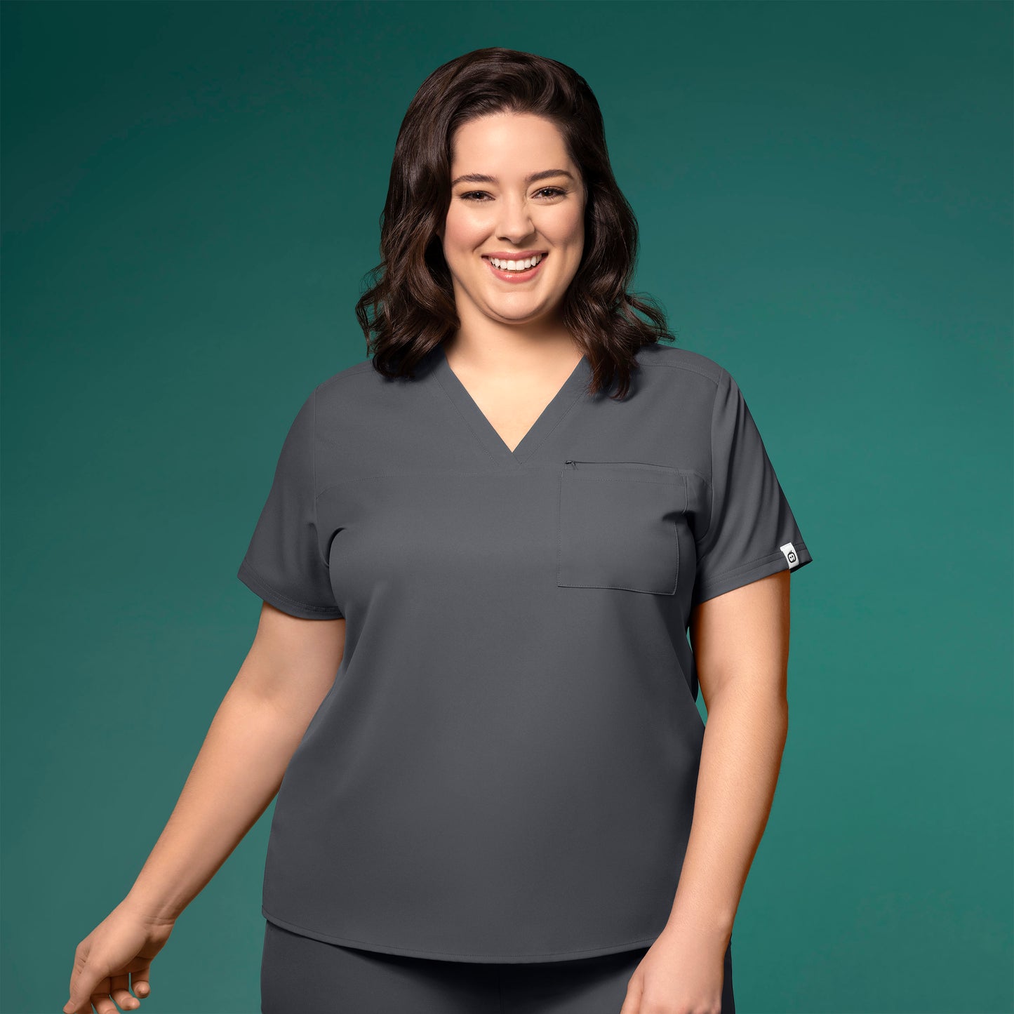 WonderWink Thrive 6222 Women's V-Neck Tuck-In Top Pewter