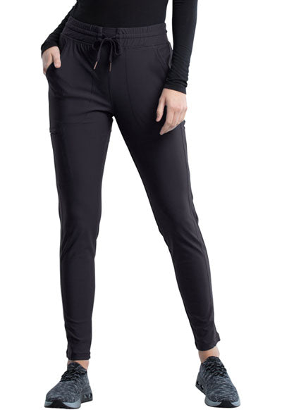 Cherokee Form Women's Mid-Rise Tapered Leg Scrub Pant - TALL pewter front