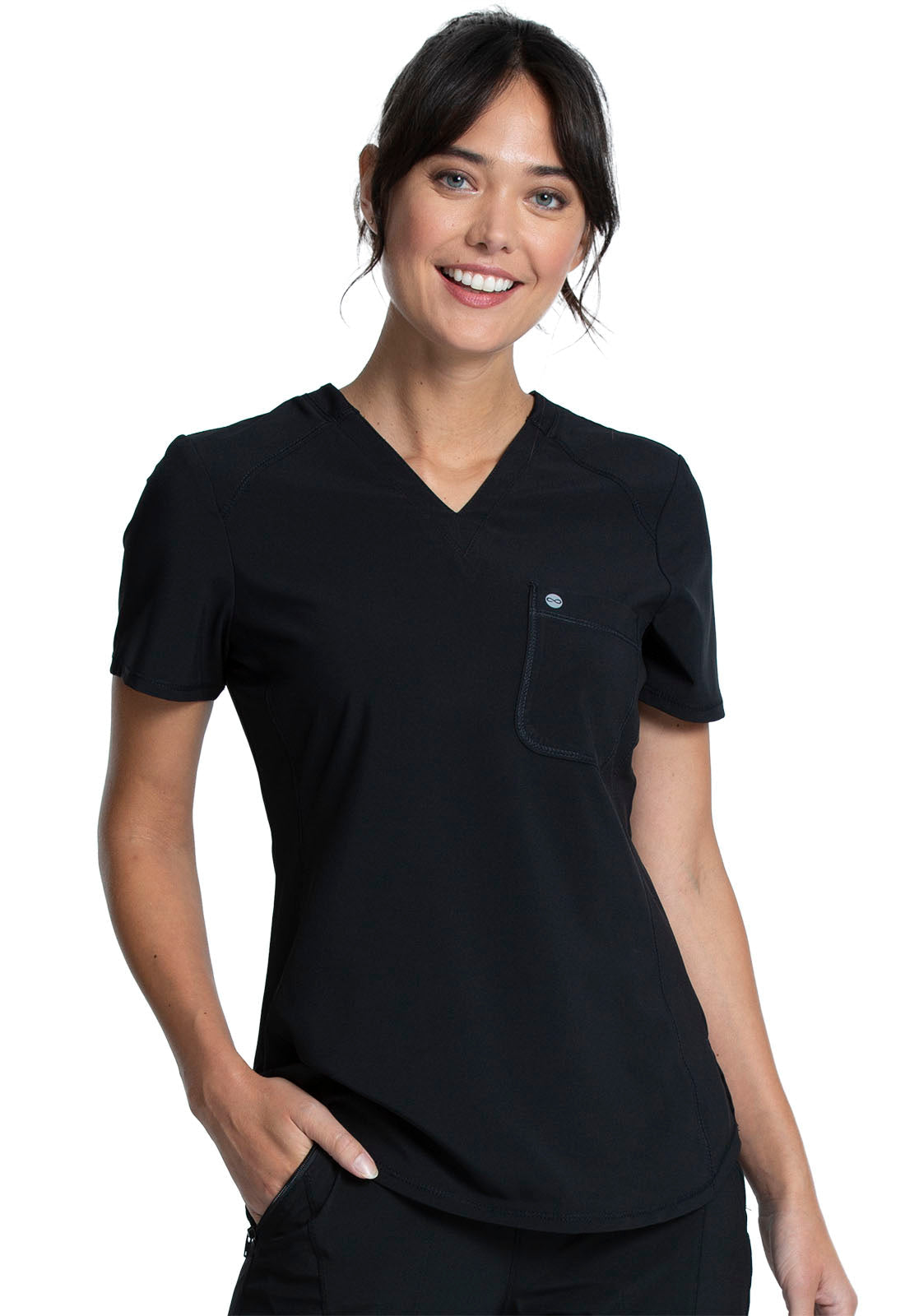 Cherokee Infinity CK687 Tuckable V-Neck Top black
