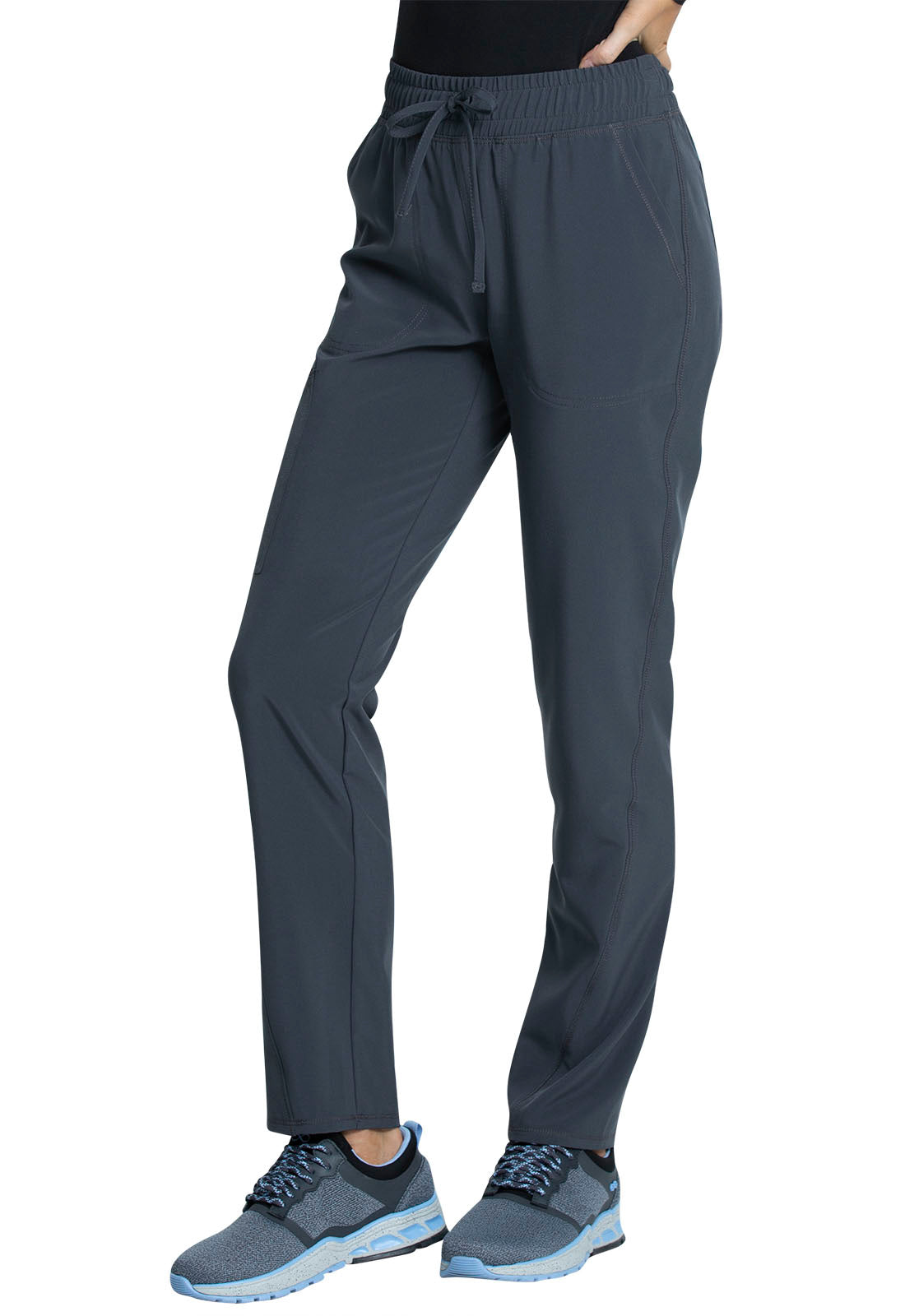 Cherokee Allura Mid Rise Drawstring Cargo Pant - tall grey