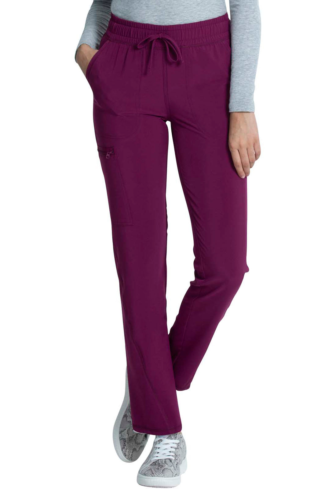 Cherokee Allura Mid Rise Drawstring Cargo Pant Wine