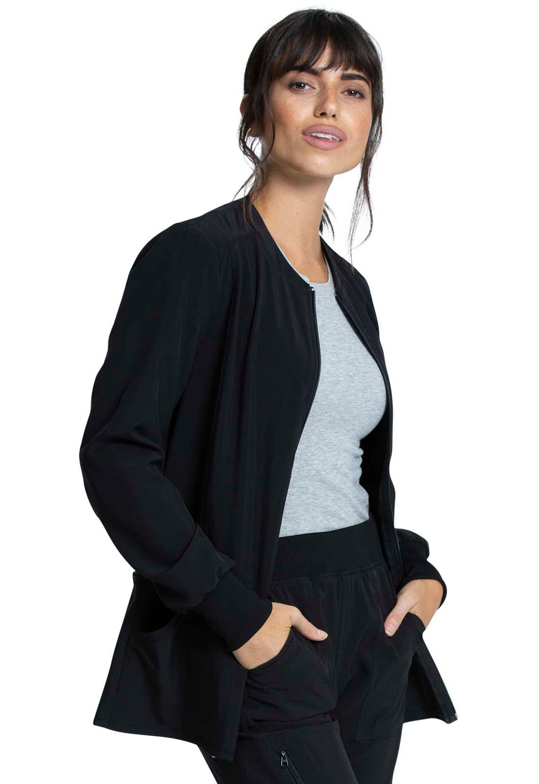 Cherokee Allura Zip Front Jacket - Black back