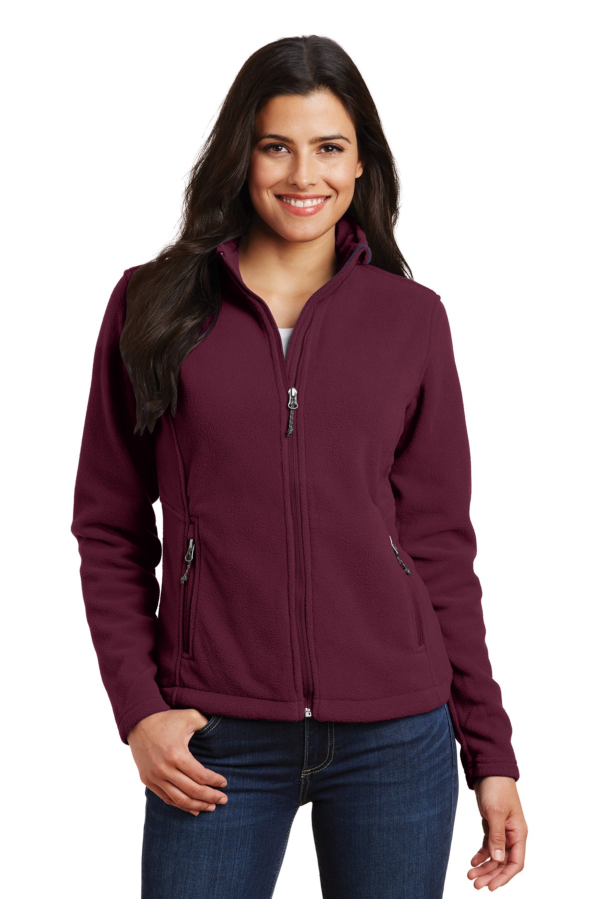 L217 Women's Fleece Jacket Maroon Mode Front