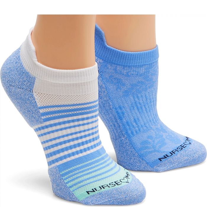 NurseMates Anklet Compression Socks - Damask/Denim