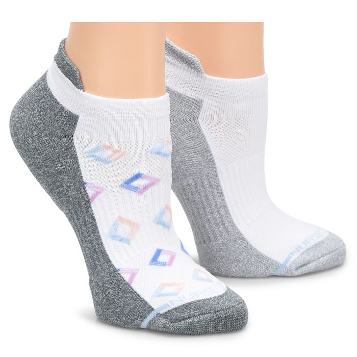NurseMates Anklet Compression Socks - White Geo Diamond