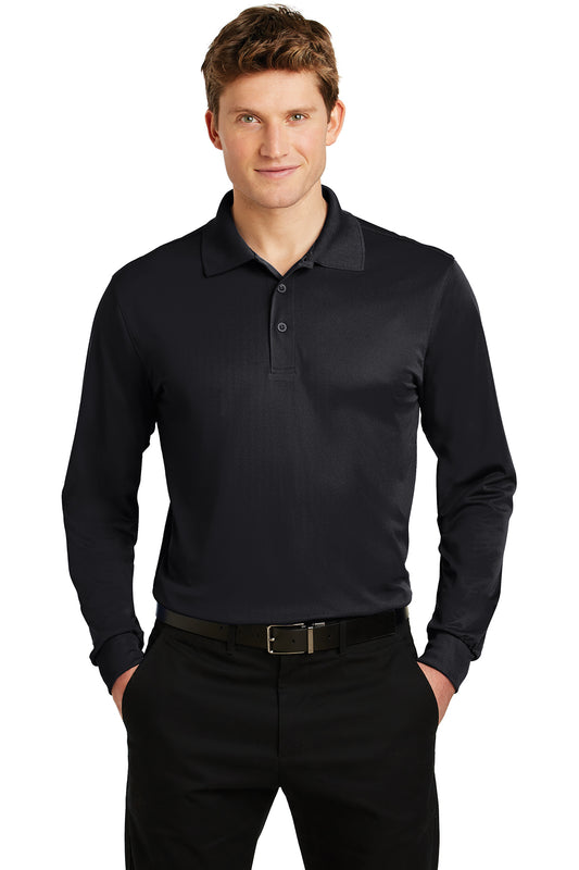 Sport-Tek ST657 Men's Long Sleeve Polo Black