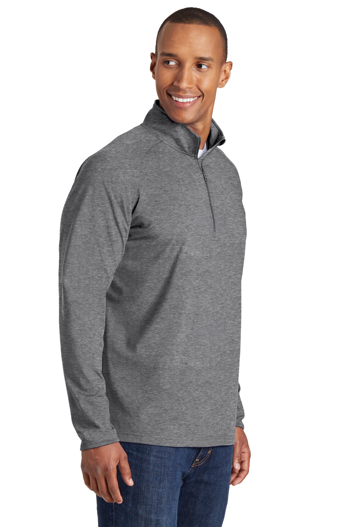 Sport-Tek ST850 Men's 1/2 zip pullover Charcoal Grey Sideways