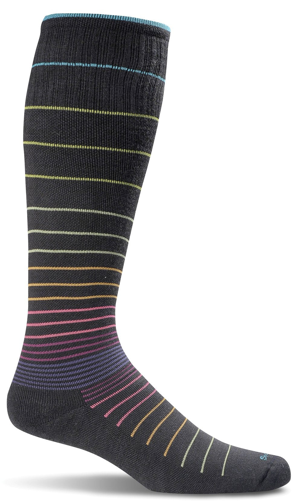 Sockwell Women's Moderate Compression Socks Circulator Black Stripe