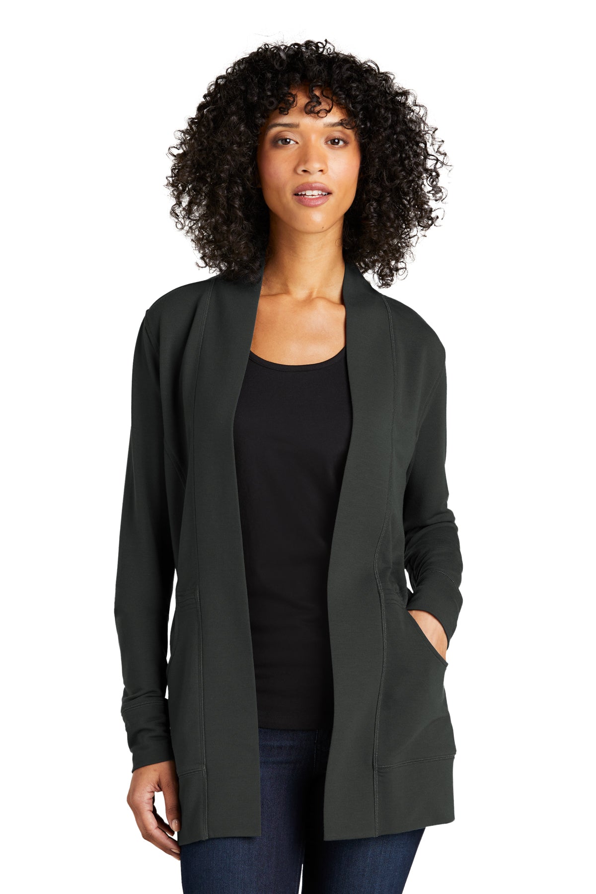 Port Authority® LK825 Ladies Microterry Cardigan Charcoal