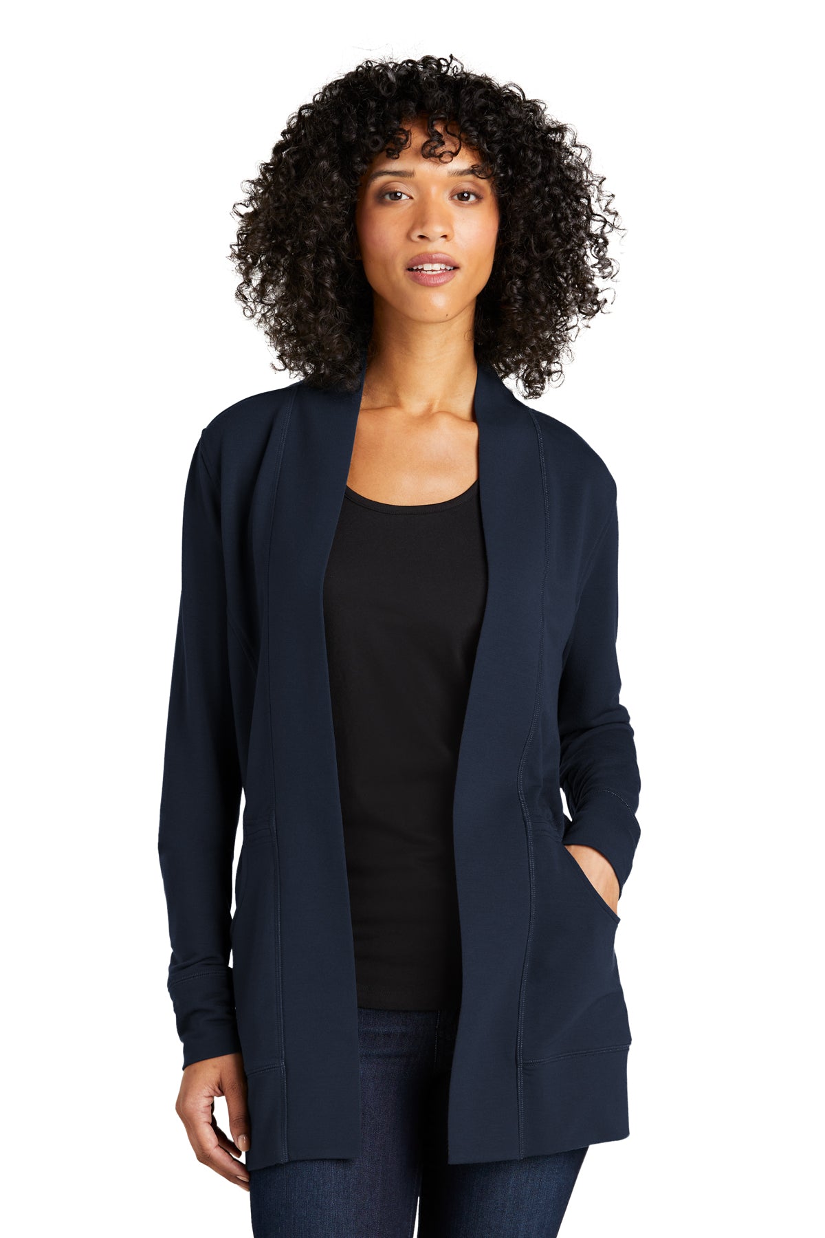 Women's navy discount open front cardigan