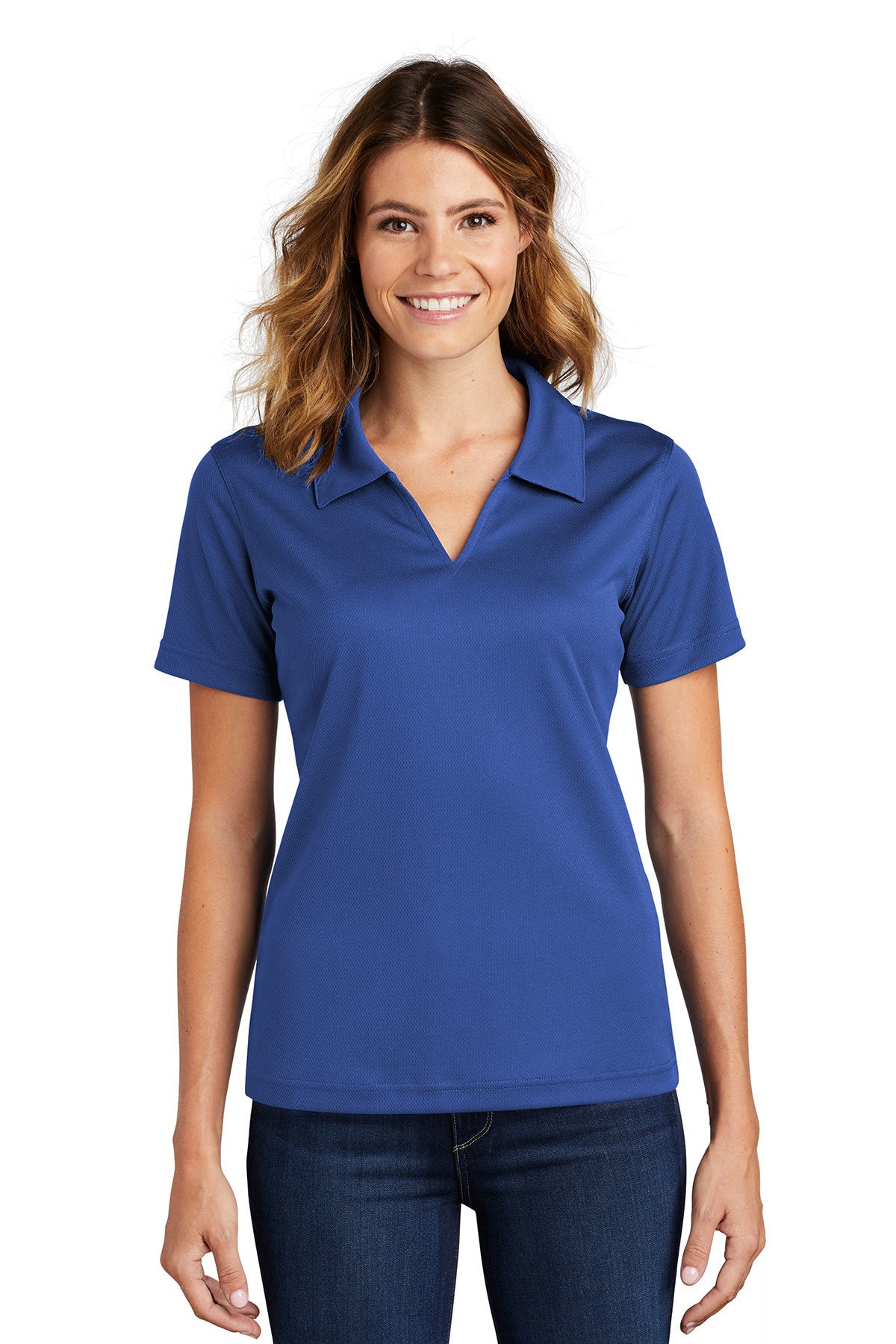 Sport-Tek® Ladies Dri-Mesh® L469 V-Neck Polo Royal