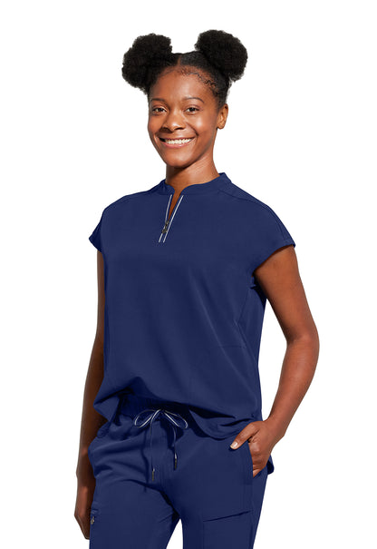 Healing Hands 360 Sandy Mandarin Collar 2286 Women's Top Navy