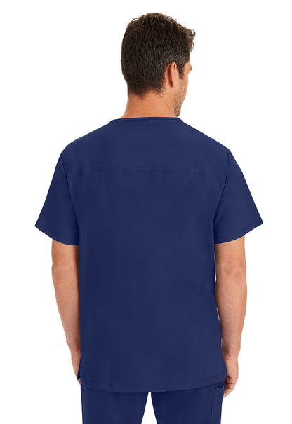 Healing Hands HH Works 2590 Men's Matthew 4 Pocket Scrub Top Navy Back