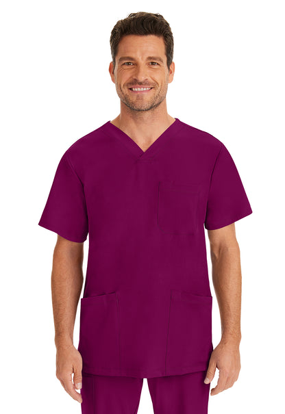 Healing Hands HH Works 2590 Men's Matthew 4 Pocket Scrub Top WIne