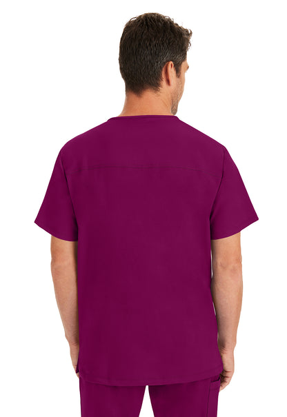 Healing Hands HH Works 2590 Men's Matthew 4 Pocket Scrub Top Wine Back