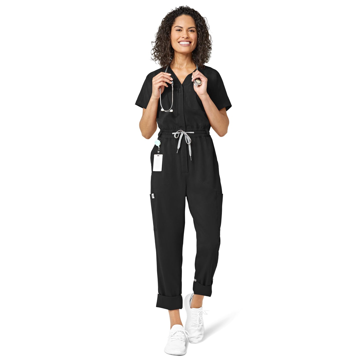 Wonderwink Renew 3134 Zip Front Jumpsuit Black