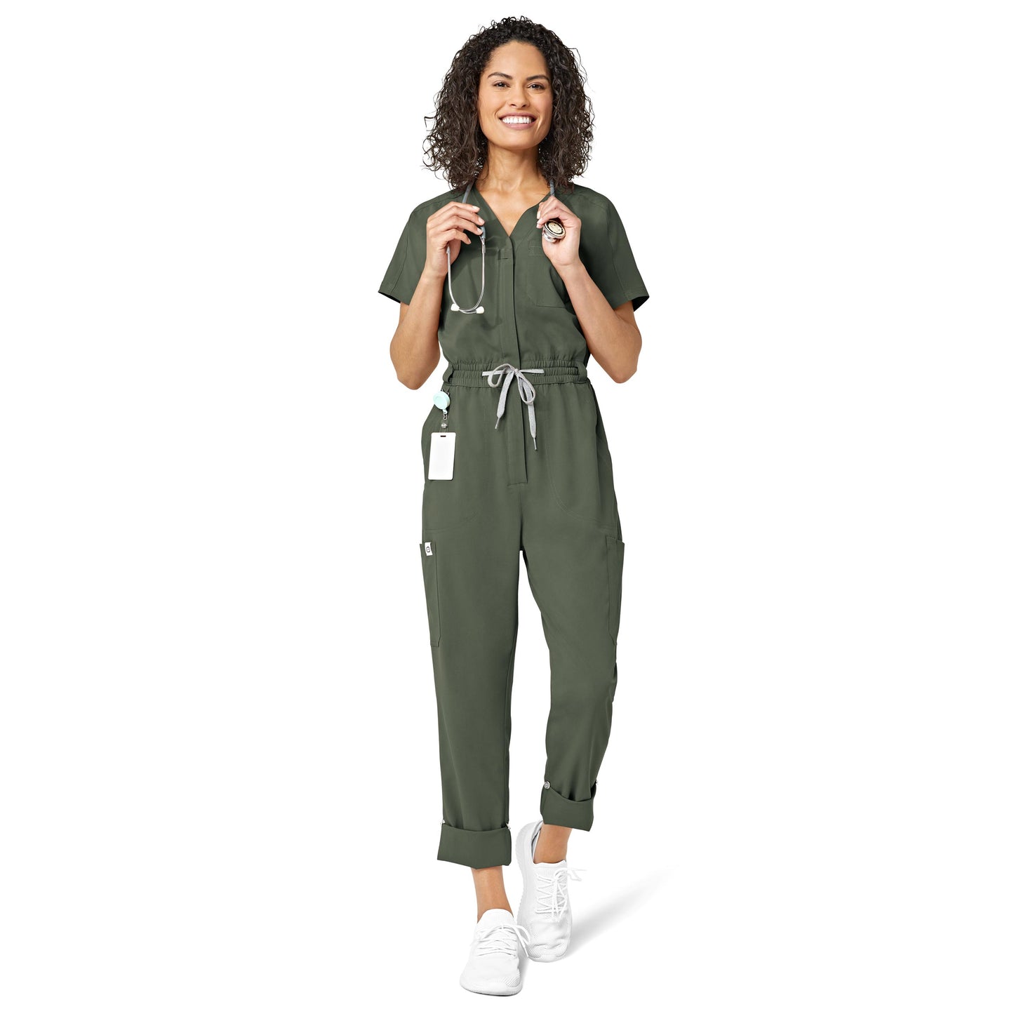 Wonderwink Renew 3134 Zip Front Jumpsuit Olive