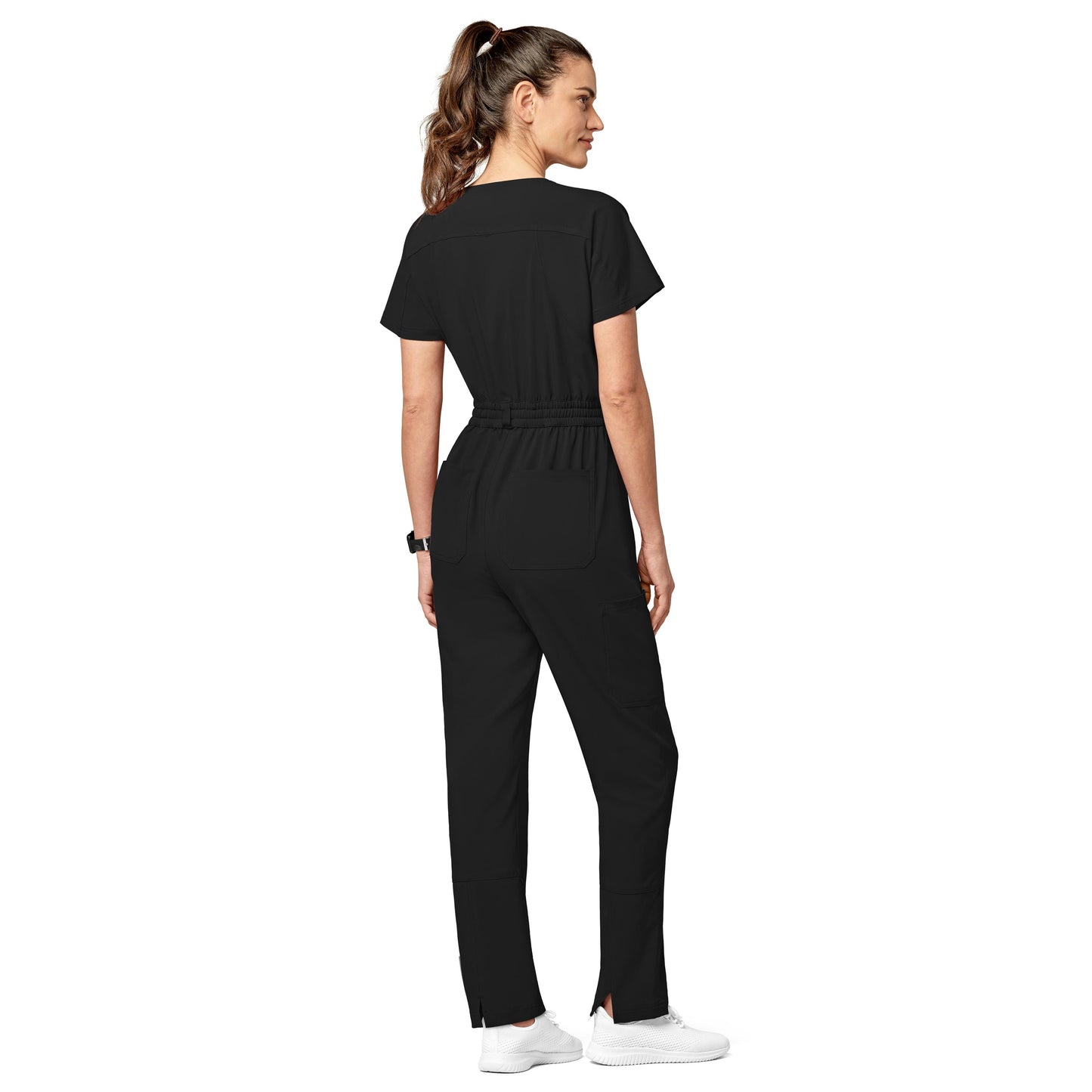 Wonderwink Renew 3134 Zip Front Jumpsuit Black back