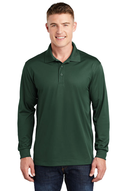 Sport-Tek ST657 Men's Long Sleeve Polo Forest Green