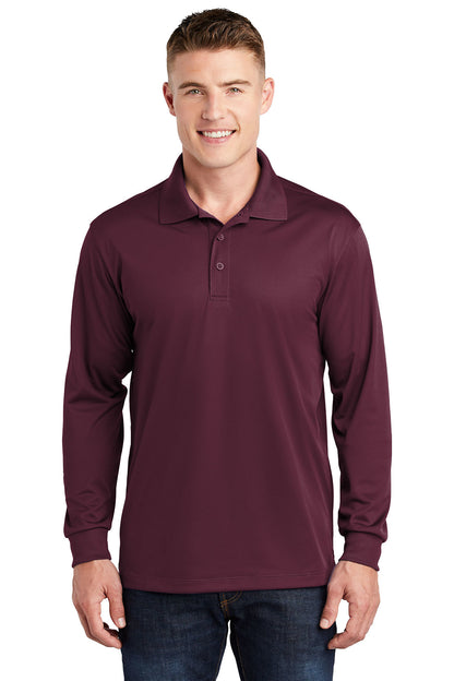 Sport-Tek ST657 Men's Long Sleeve Polo Maroon