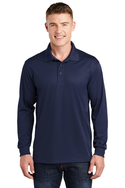 Sport-Tek ST657 Men's Long Sleeve Polo Navy