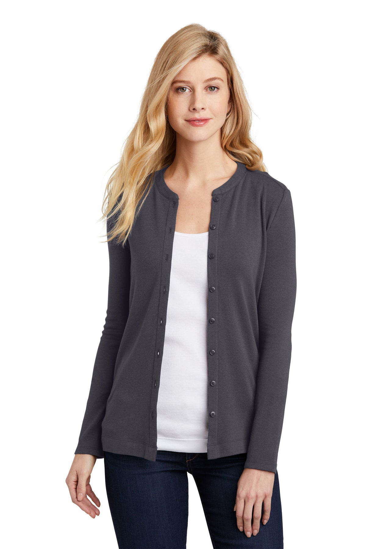 Port Authority® LM1008 Ladies Concept Stretch Button-Front Cardigan Charcoal