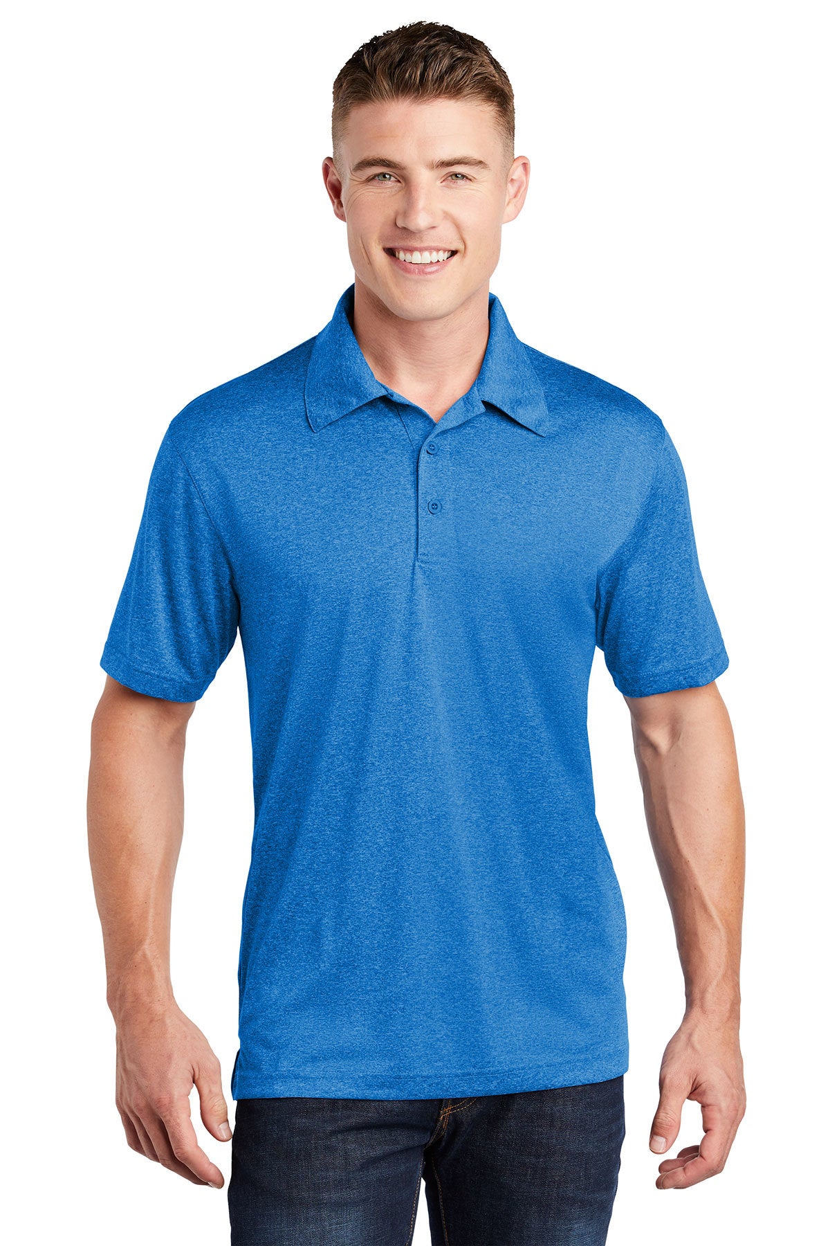 Sport-Tek® ST660 Heather Contender™ Polo Blue Wake