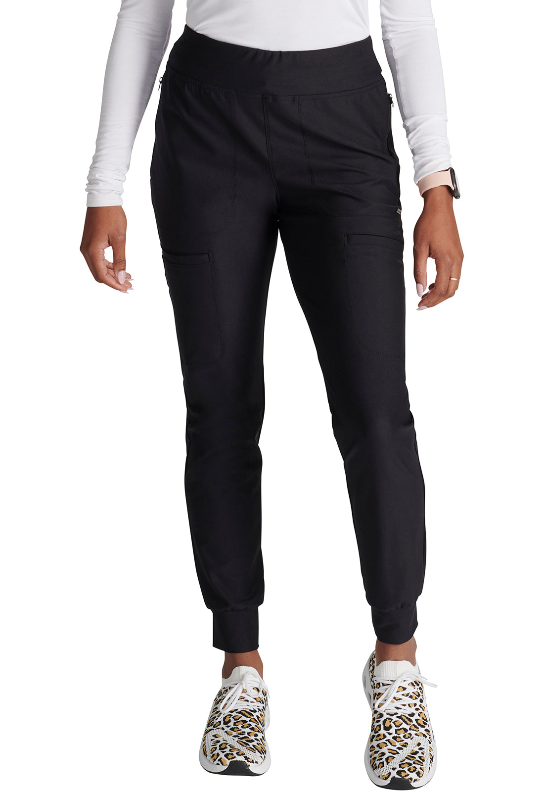 Cherokee Form CK092 Women's Mid-Rise Jogger Scrub Pant Black