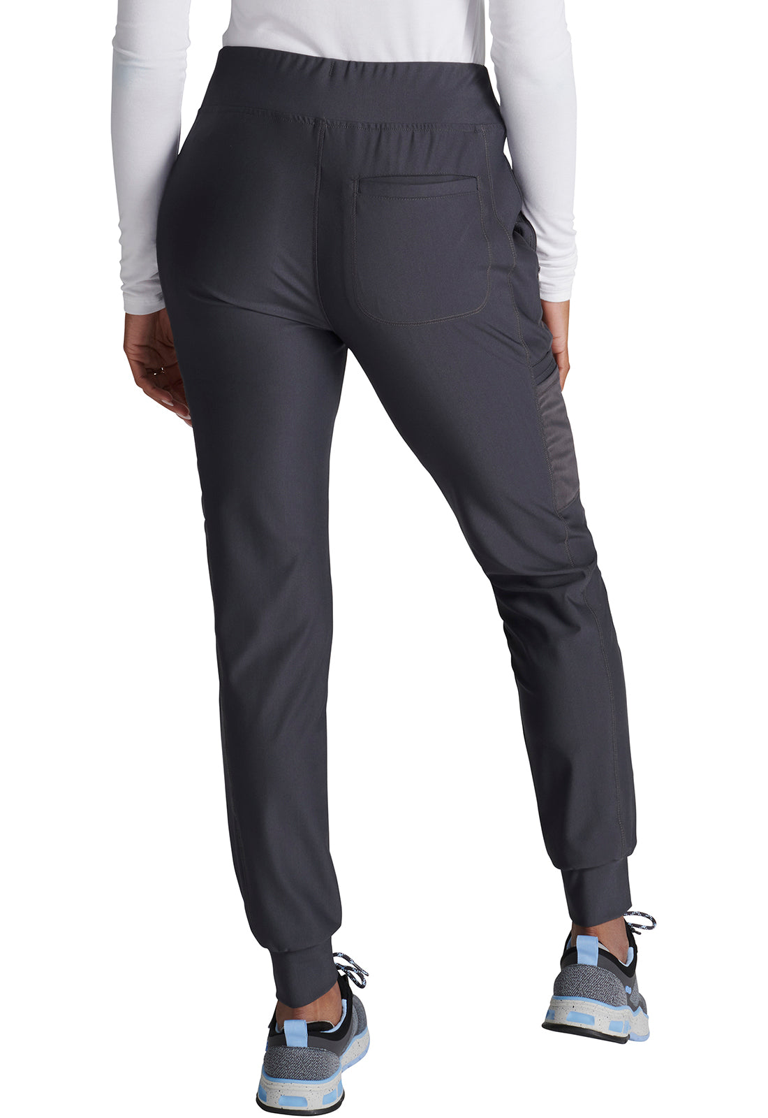 Cherokee Form CK092 Women's Mid-Rise Jogger Scrub Pant Pewter Back